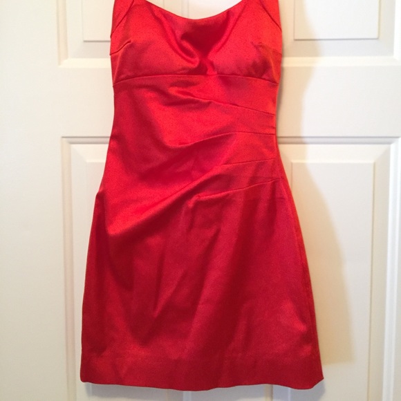 Cache Cocktail Satin Halter Top Dress Red - Picture 3 of 8